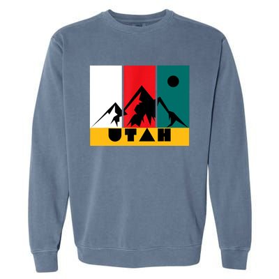 Utah Vintage Logo Park City Utah Retro Skiing Garment-Dyed Sweatshirt