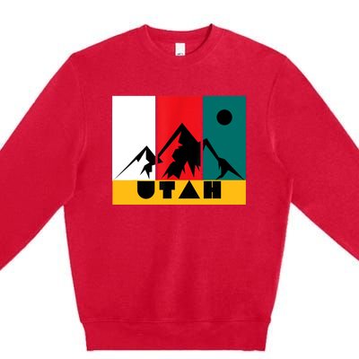 Utah Vintage Logo Park City Utah Retro Skiing Premium Crewneck Sweatshirt