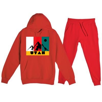 Utah Vintage Logo Park City Utah Retro Skiing Premium Hooded Sweatsuit Set