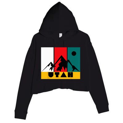 Utah Vintage Logo Park City Utah Retro Skiing Crop Fleece Hoodie