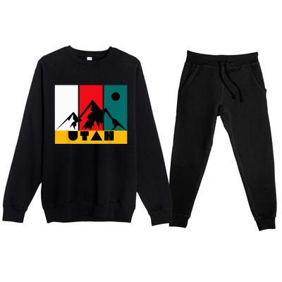 Utah Vintage Logo Park City Utah Retro Skiing Premium Crewneck Sweatsuit Set