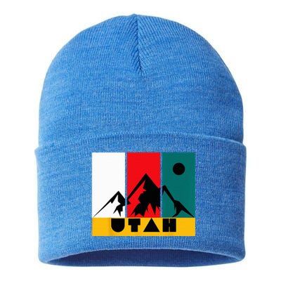 Utah Vintage Logo Park City Utah Retro Skiing Sustainable Knit Beanie