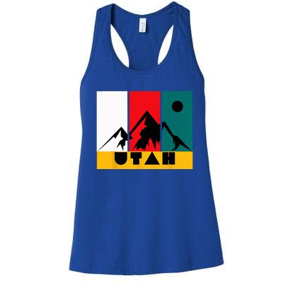 Utah Vintage Logo Park City Utah Retro Skiing Women's Racerback Tank