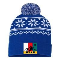 Utah Vintage Logo Park City Utah Retro Skiing USA-Made Snowflake Beanie