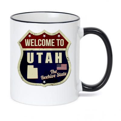 Utah Vintage Metal Road Sign Logo 11oz Black Color Changing Mug