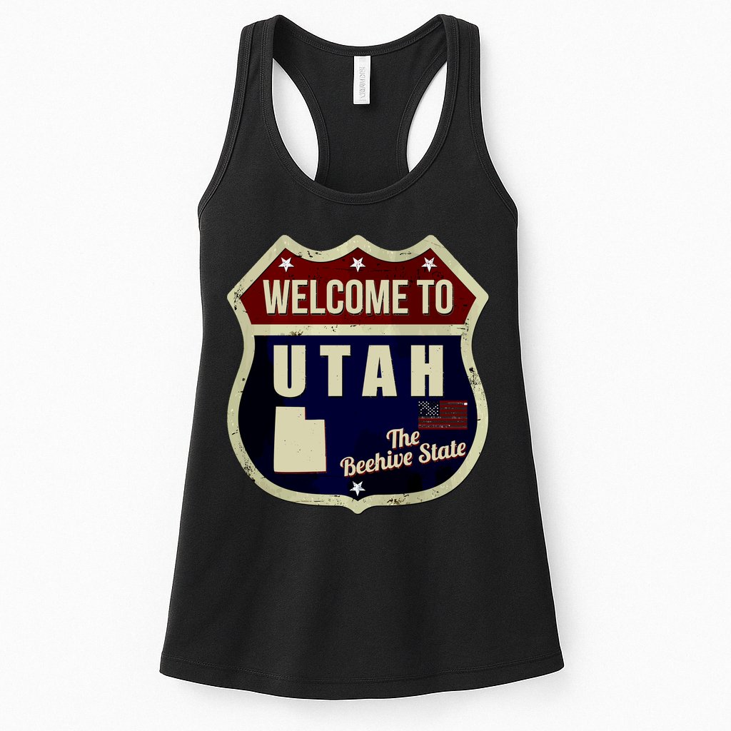 Utah Vintage Metal Road Sign Logo Womens Tank Top