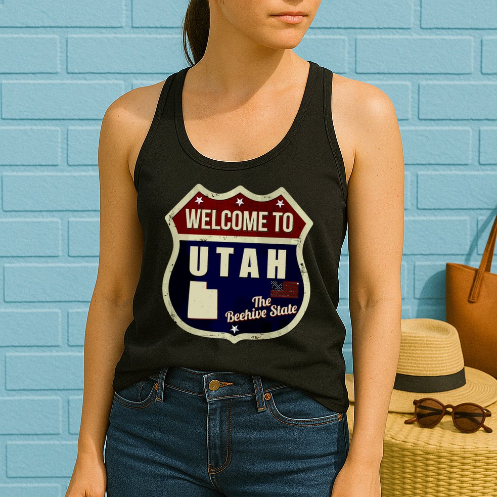 Utah Vintage Metal Road Sign Logo Womens Tank Top