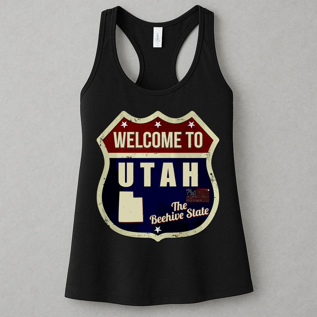 Utah Vintage Metal Road Sign Logo Womens Tank Top