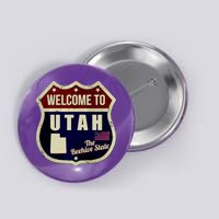 Utah Vintage Metal Road Sign Logo Button