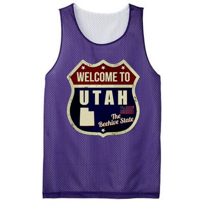 Utah Vintage Metal Road Sign Logo Mesh Reversible Basketball Jersey Tank