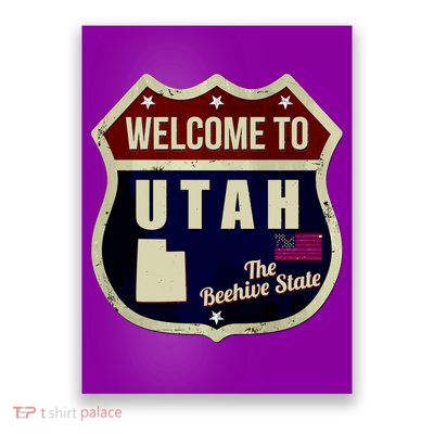 Utah Vintage Metal Road Sign Logo Poster