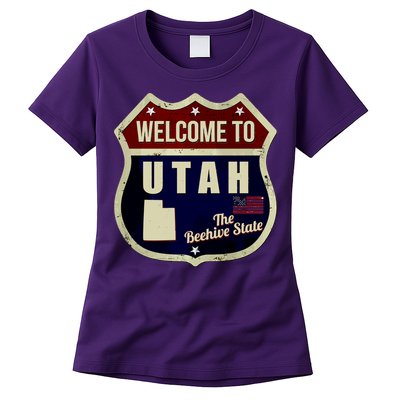 Utah Vintage Metal Road Sign Logo Womens T-Shirt