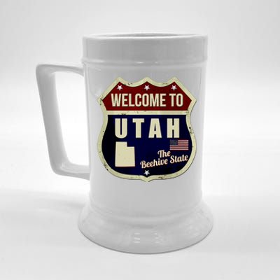 Utah Vintage Metal Road Sign Logo Beer Stein