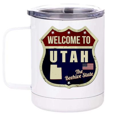 Utah Vintage Metal Road Sign Logo 12 oz Stainless Steel Tumbler Cup