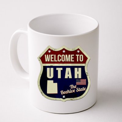 Utah Vintage Metal Road Sign Logo Coffee Mug