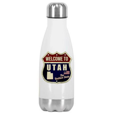 Utah Vintage Metal Road Sign Logo Stainless Steel Insulated Water Bottle