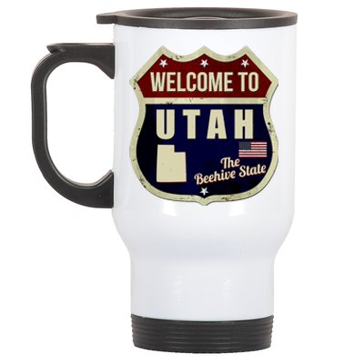 Utah Vintage Metal Road Sign Logo Stainless Steel Travel Mug