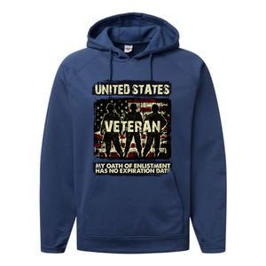 U.S. Veteran My Oath Of Enlistment Has No Expiration Date Performance Fleece Hoodie