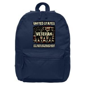 U.S. Veteran My Oath Of Enlistment Has No Expiration Date 16 in Basic Backpack