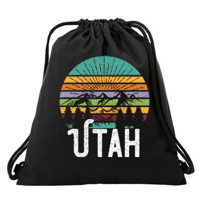 Utah Vintage Mountain 70s 80s Style Drawstring Bag