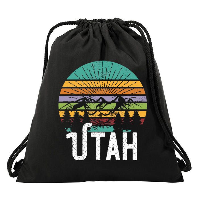 Utah Vintage Mountain 70s 80s Style Drawstring Bag