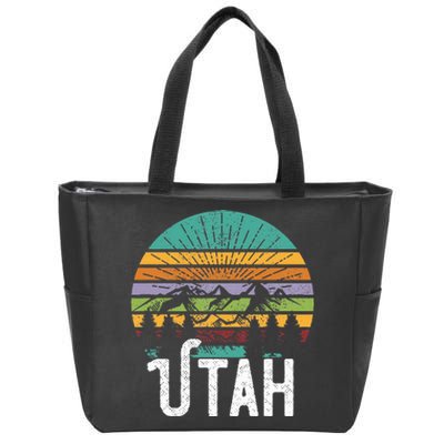 Utah Vintage Mountain 70s 80s Style Zip Tote Bag