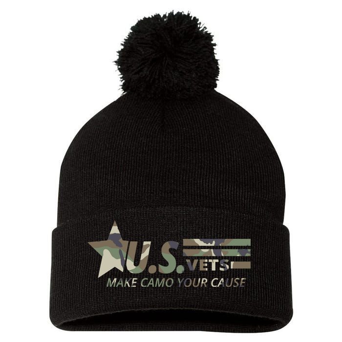U.S. Vets Make Camo Your Cause Pom Pom 12in Knit Beanie