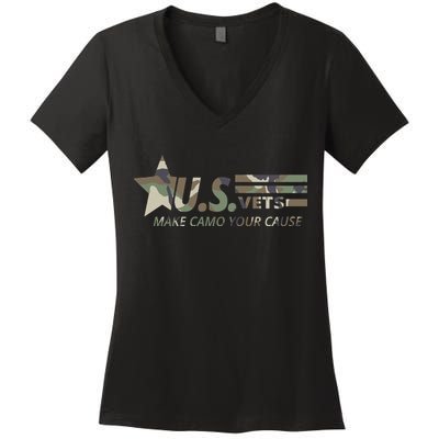 U.S. Vets Make Camo Your Cause Women's V-Neck T-Shirt