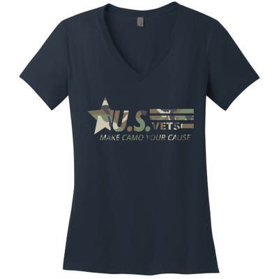 U.S. Vets Make Camo Your Cause Women's V-Neck T-Shirt