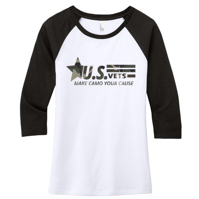 U.S. Vets Make Camo Your Cause Women's Tri-Blend 3/4-Sleeve Raglan Shirt