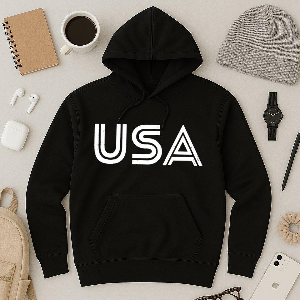 Usa Vintage Patriotic Logo Hoodie