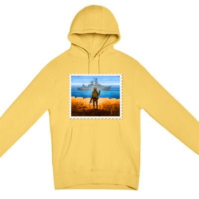 Ukraine Vs Russian Warship Stamp Premium Pullover Hoodie