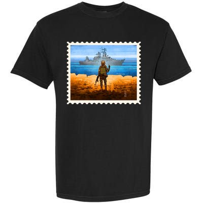 Ukraine Vs Russian Warship Stamp Garment-Dyed Heavyweight T-Shirt