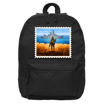 Ukraine Vs Russian Warship Stamp 16 in Basic Backpack