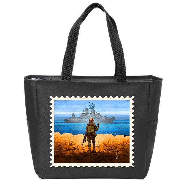Ukraine Vs Russian Warship Stamp Zip Tote Bag