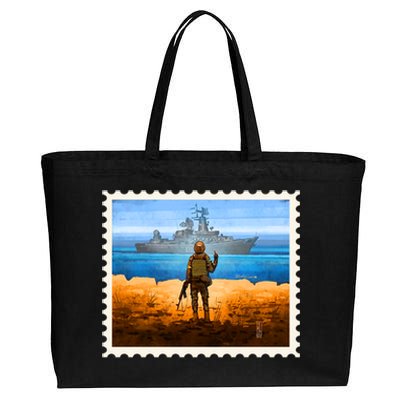 Ukraine Vs Russian Warship Stamp Cotton Canvas Jumbo Tote