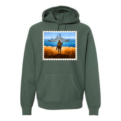 Ukraine Vs Russian Warship Stamp Premium Hoodie