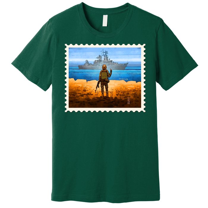 Ukraine Vs Russian Warship Stamp Premium T-Shirt