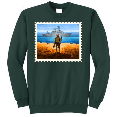 Ukraine Vs Russian Warship Stamp Tall Sweatshirt