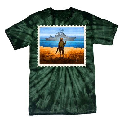 Ukraine Vs Russian Warship Stamp Tie-Dye T-Shirt