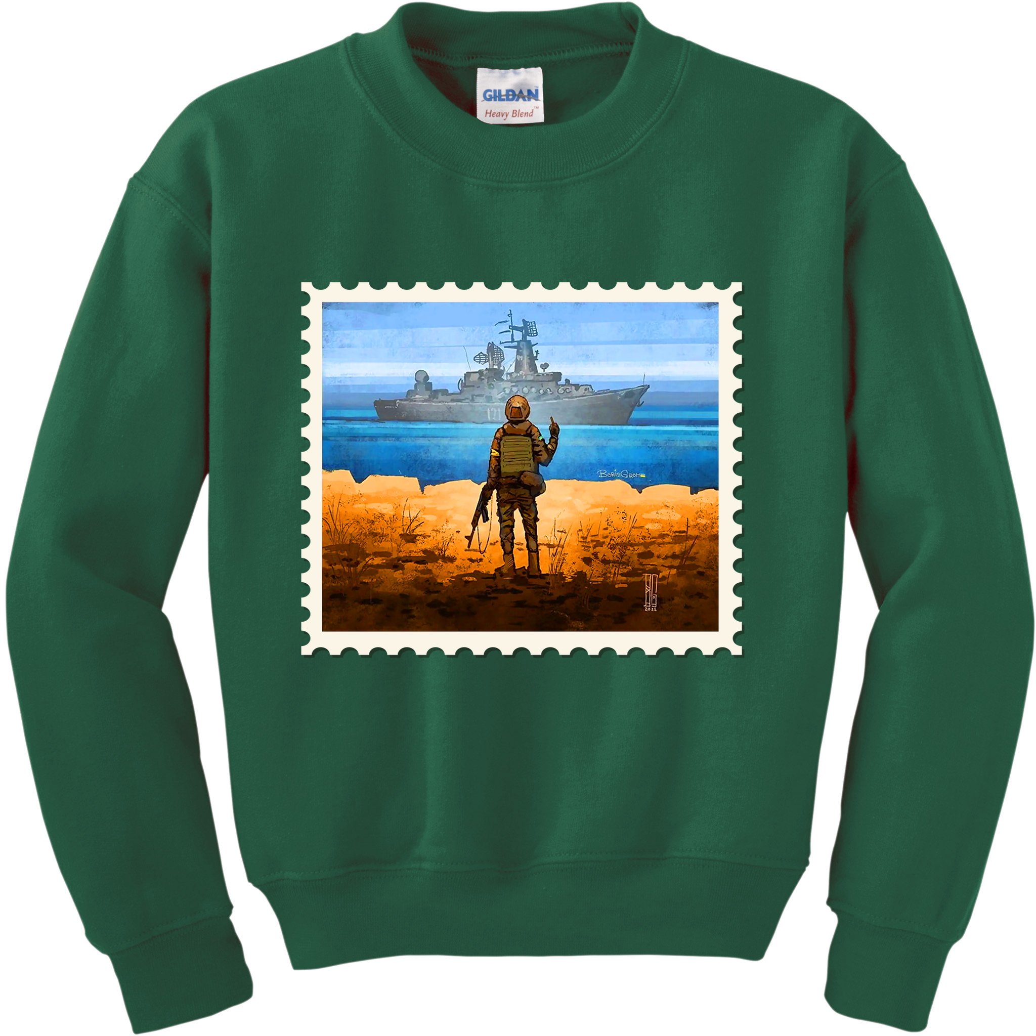 Ukraine Vs Russian Warship Stamp Kids Sweatshirt