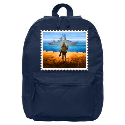 Ukraine Vs Russian Warship Stamp 16 in Basic Backpack