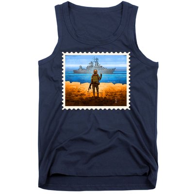 Ukraine Vs Russian Warship Stamp Tank Top