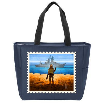 Ukraine Vs Russian Warship Stamp Zip Tote Bag