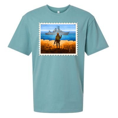 Ukraine Vs Russian Warship Stamp Sueded Cloud Jersey T-Shirt