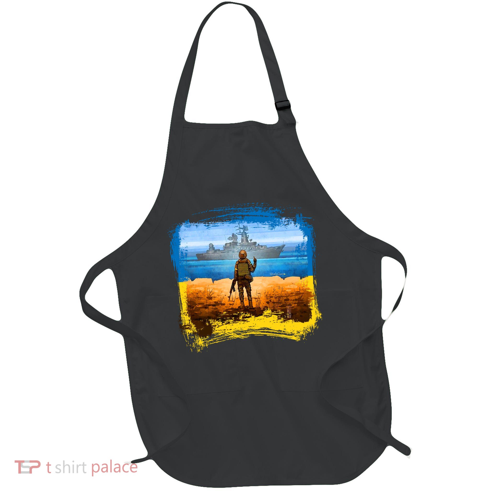 Ukraine Vs Russian Warship Full-Length Apron With Pockets