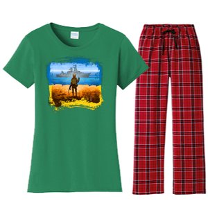 Ukraine Vs Russian Warship Women's Flannel Pajama Set