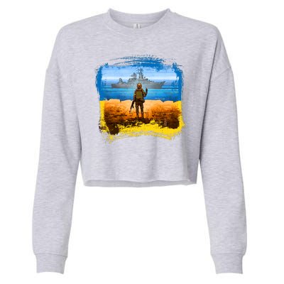 Ukraine Vs Russian Warship Cropped Pullover Crew