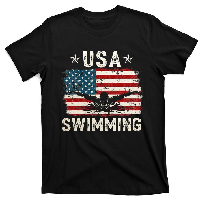 Usa Vintage Swimming Team Retro Support Usa T-Shirt