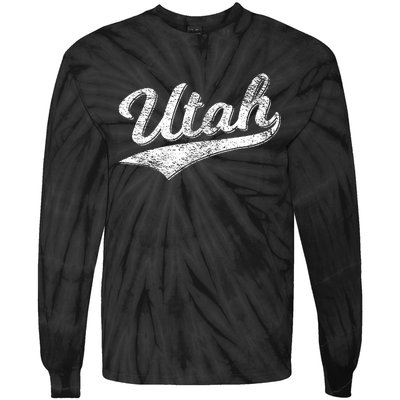 Utah Varsity Script Sports Athletic Jersey Style Tie-Dye Long Sleeve Shirt